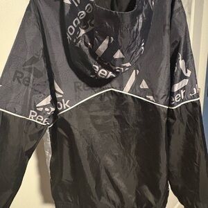Reebok Black Hooded Windbreaker Jacket for Kids